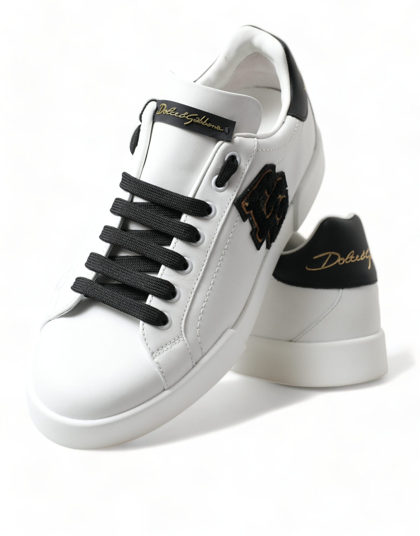 White Black Portofino Leather Shoes Sneakers