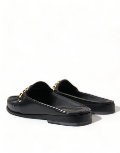 Black Leather Visconti Slippers Dress Shoes