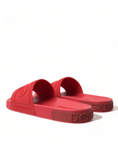 Red Rubber Summer Beach Slides Sandals