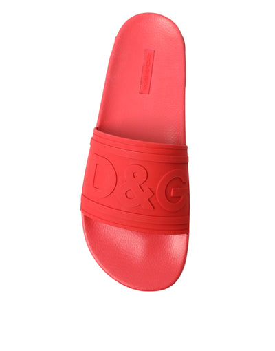 Red Rubber Summer Beach Slides Sandals