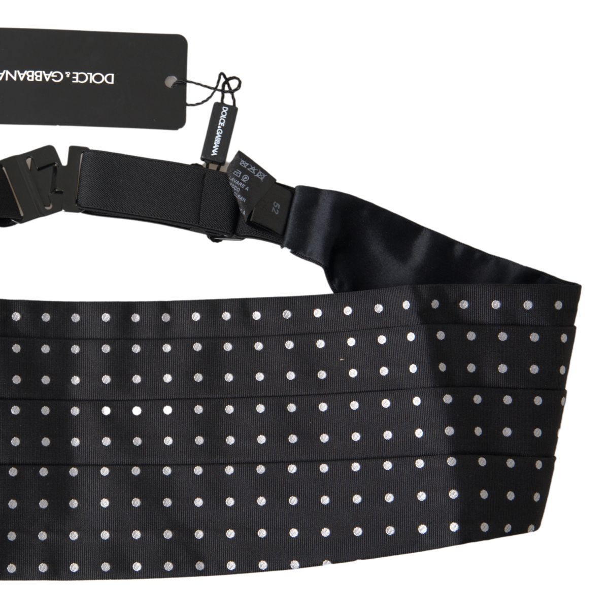 Black Silk Polka Waist Tuxedo Belt Cummerbund