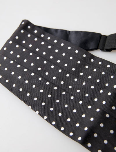 Black Silk Polka Waist Tuxedo Belt Cummerbund