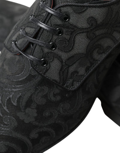 Black Jacquard Lace Up Derby Dress Shoes