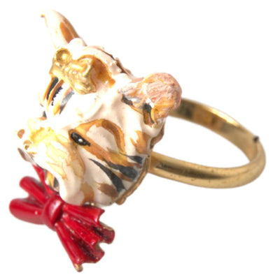 Gold Brass Resin Beige Dog Pet Accessory Ring