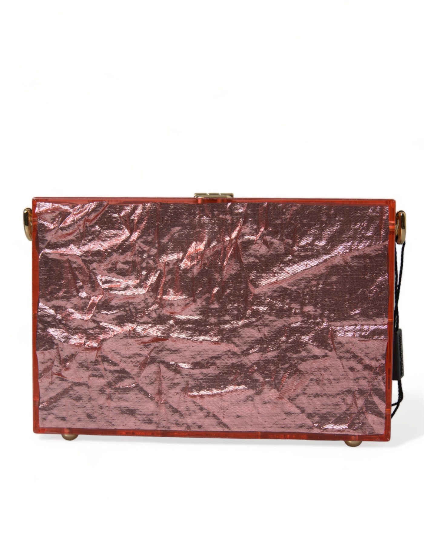 Metallic Pink Plexi Gold Chain Shoulder BOX Bag