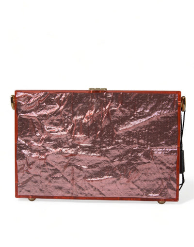 Metallic Pink Plexi Gold Chain Shoulder BOX Bag