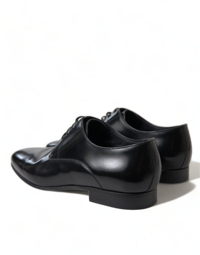 Black Leather Lace Up Formal Derby Dress Shoes