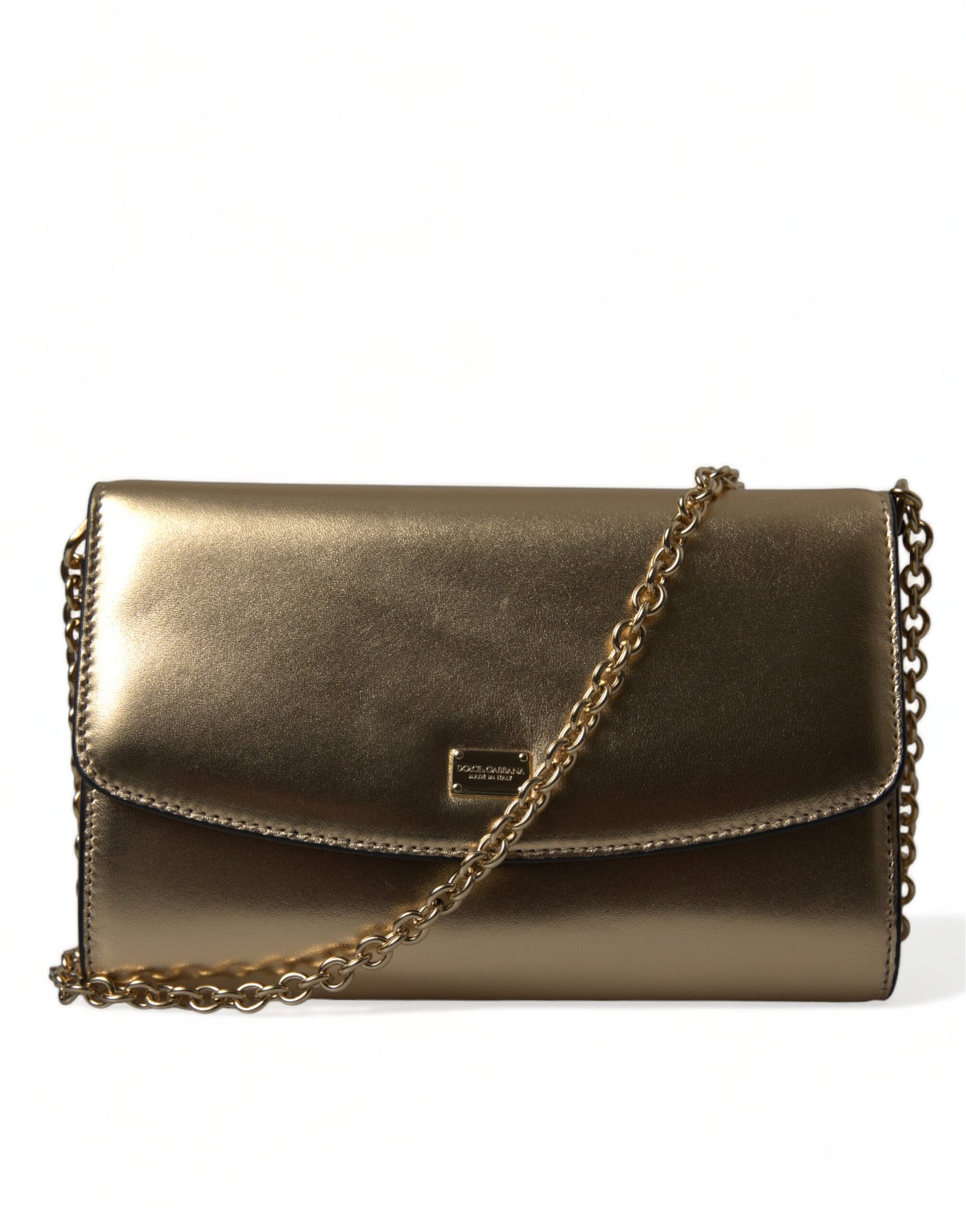 Metallic Gold Lambskin Leather Crossbody Mini Bag