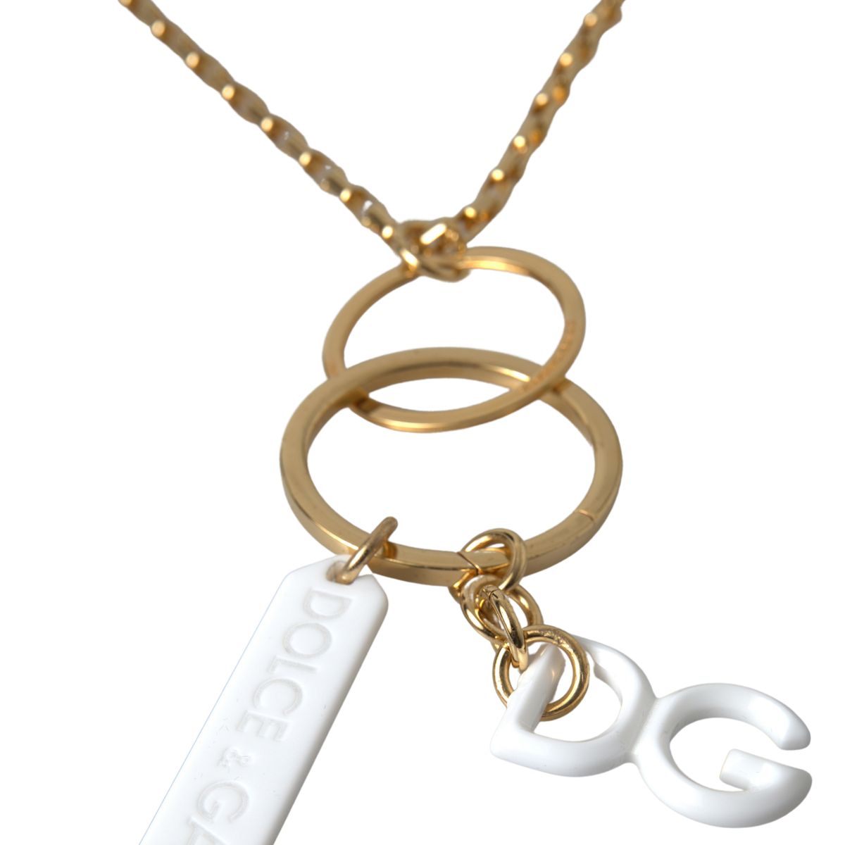 Gold Tone Brass Chain Link DG Logo Pendant Necklace