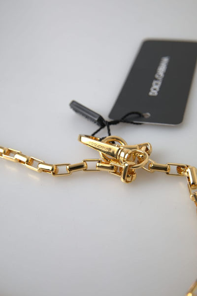 Gold Tone Brass Chain Link DG Logo Pendant Necklace