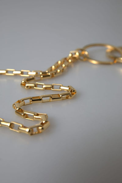 Gold Tone Brass Chain Link DG Logo Pendant Necklace