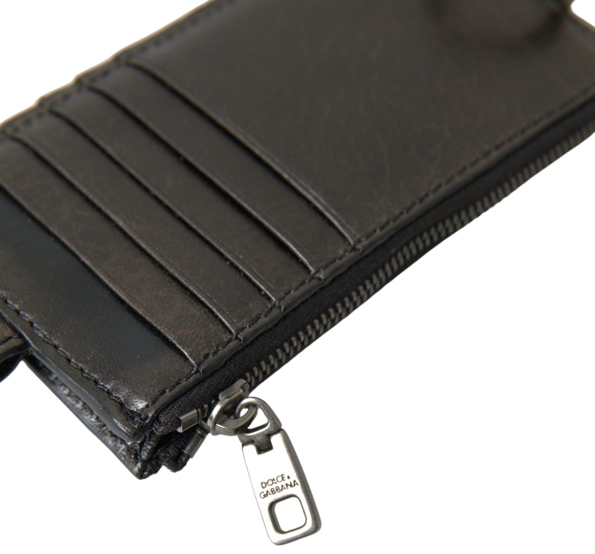 Black Leather Lanyard Logo Card Holder Men Wallet