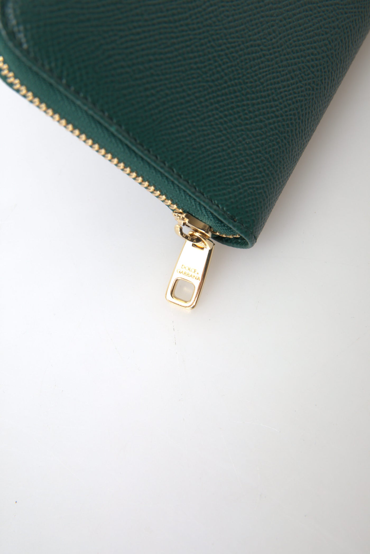 Green Leather DG Logo Zip Around Continental Wallet