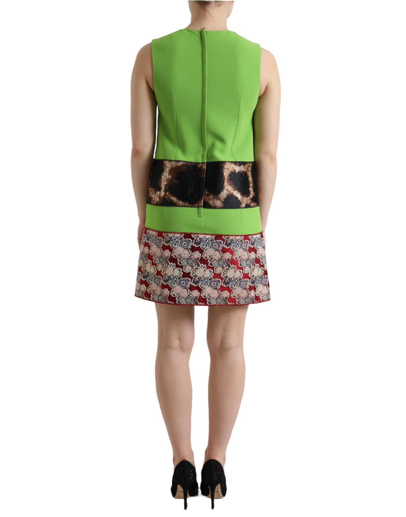 Apple Green Sleeveless Panelled Shift Dress