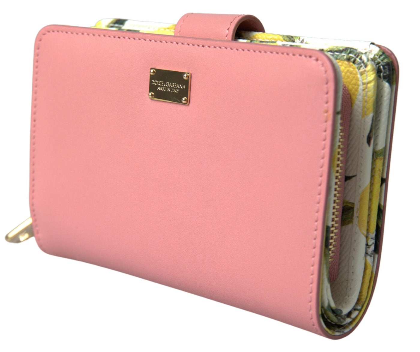 Pink Lemon Leather Bifold Continental Clutch Wallet