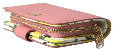 Pink Lemon Leather Bifold Continental Clutch Wallet