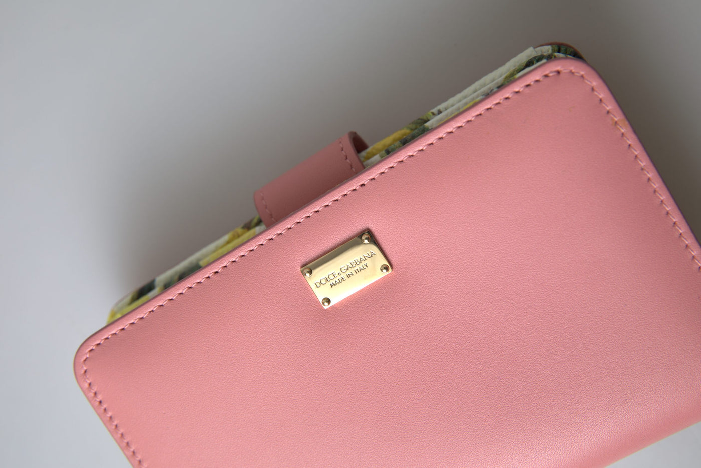 Pink Lemon Leather Bifold Continental Clutch Wallet