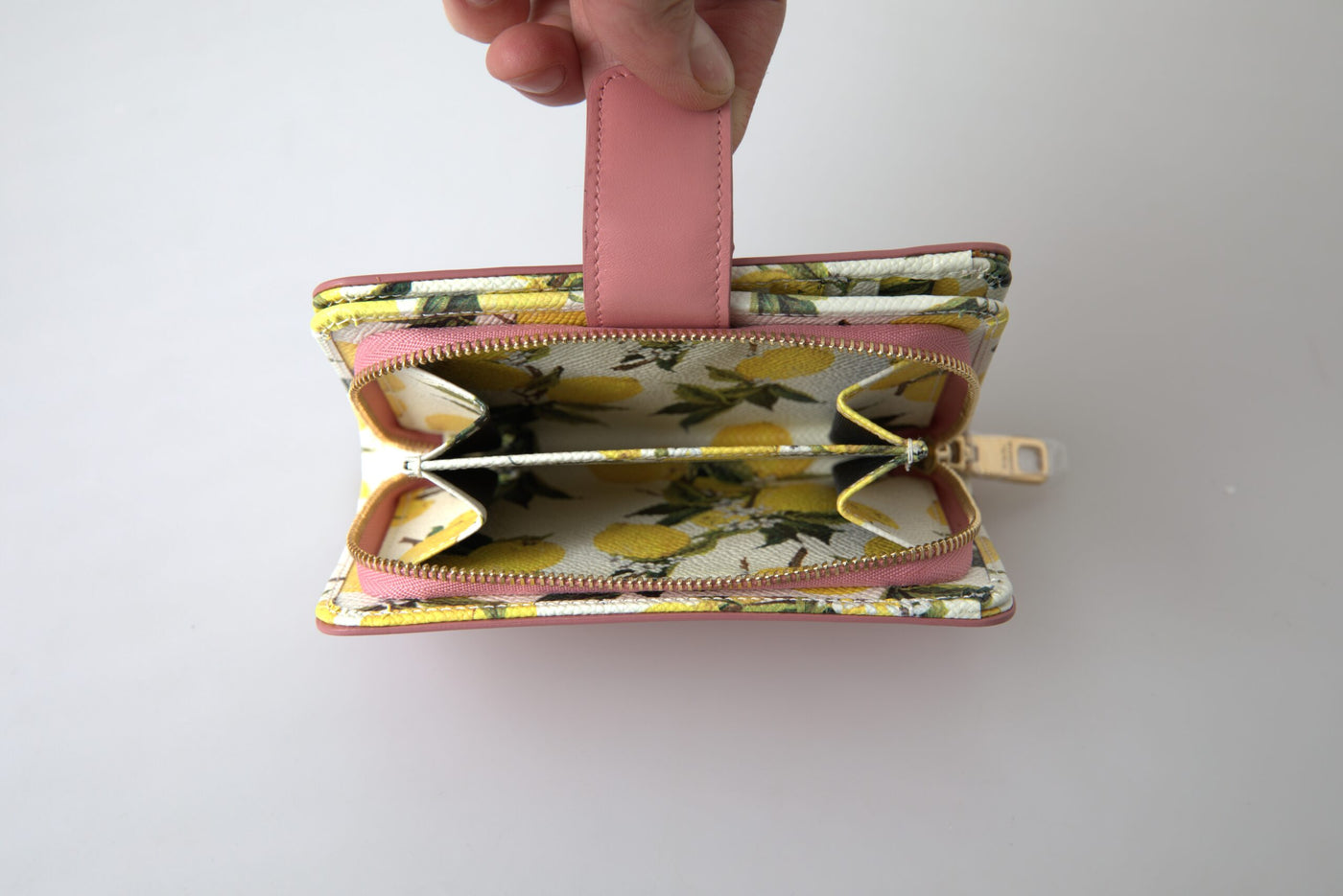 Pink Lemon Leather Bifold Continental Clutch Wallet