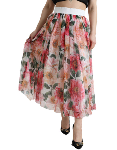 Multicolor Floral High Waist A-line Maxi Skirt