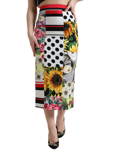 Multicolor Patchwork High Waist Pencil Cut Skirt