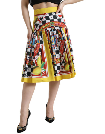 Multicolor Carretto Lemon High Waist A-line Skirt