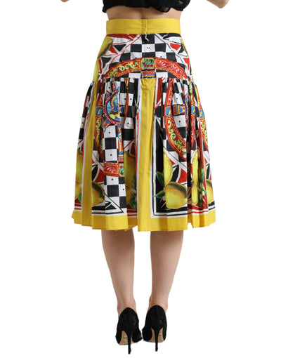 Multicolor Carretto Lemon High Waist A-line Skirt