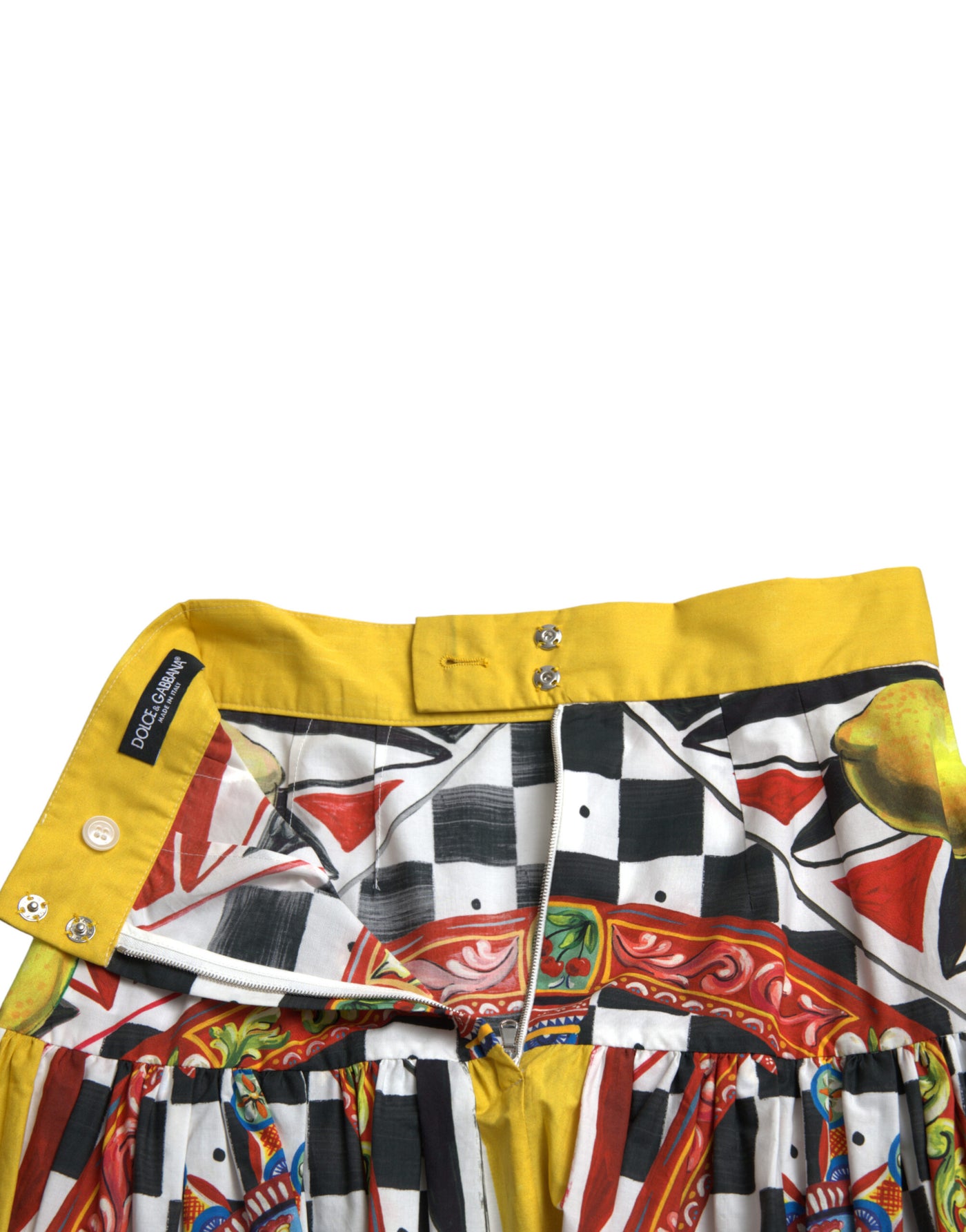 Multicolor Carretto Lemon High Waist A-line Skirt