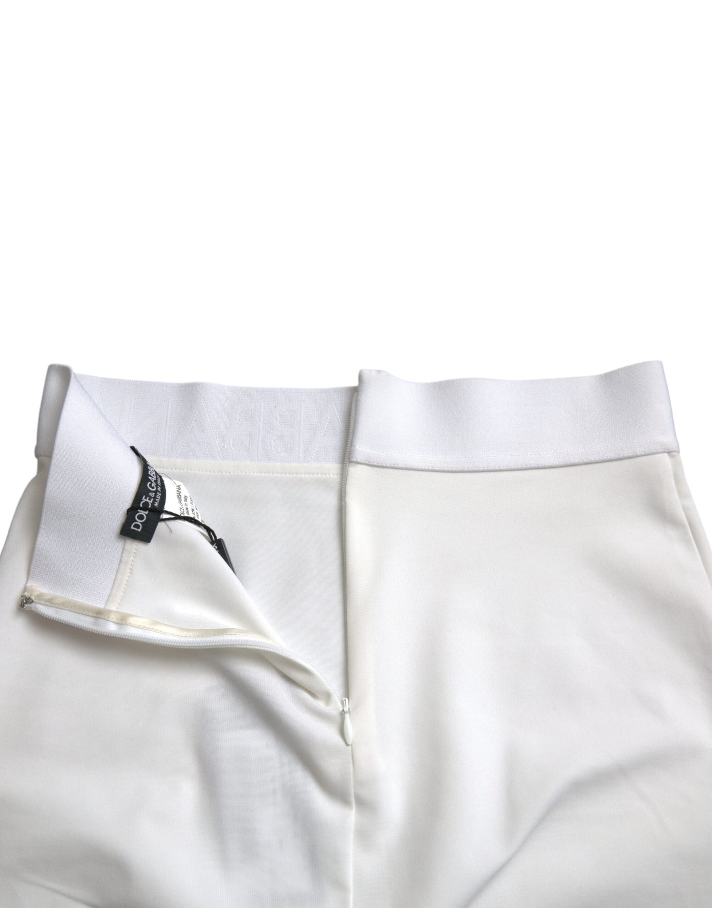 White Viscose High Waist Pencil Cut Mini Skirt