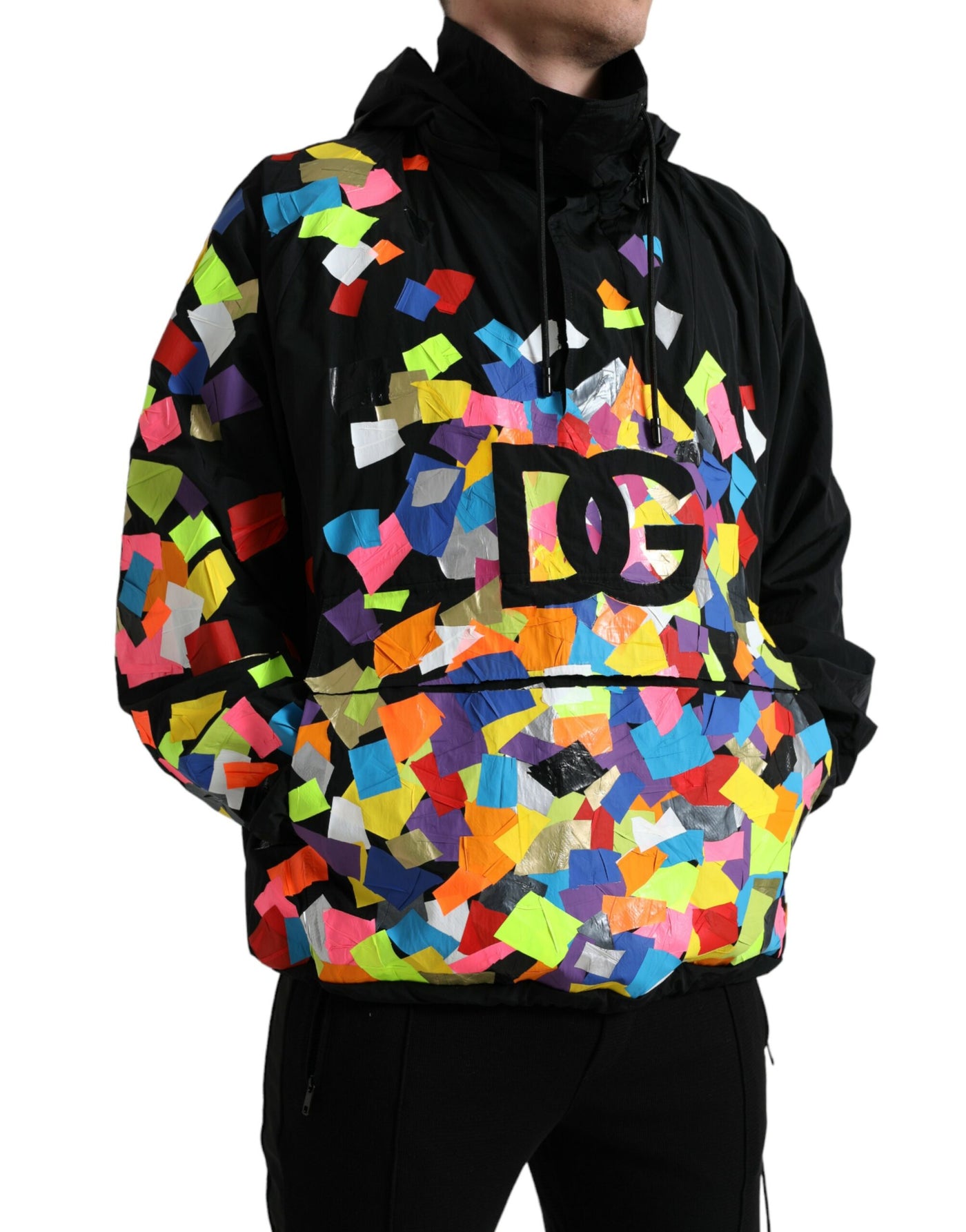 Multicolor Nylon Hooded Pullover Sweater