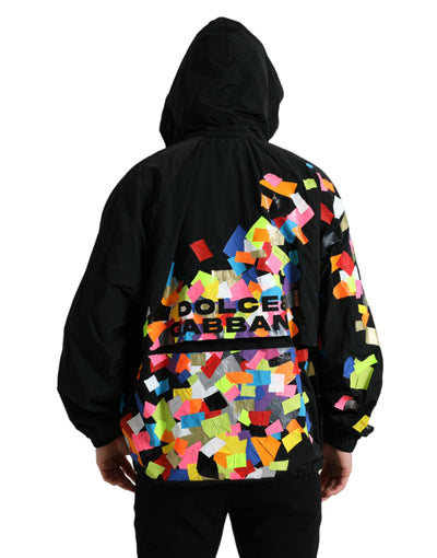 Multicolor Nylon Hooded Pullover Sweater