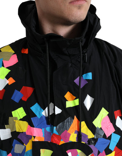 Multicolor Nylon Hooded Pullover Sweater