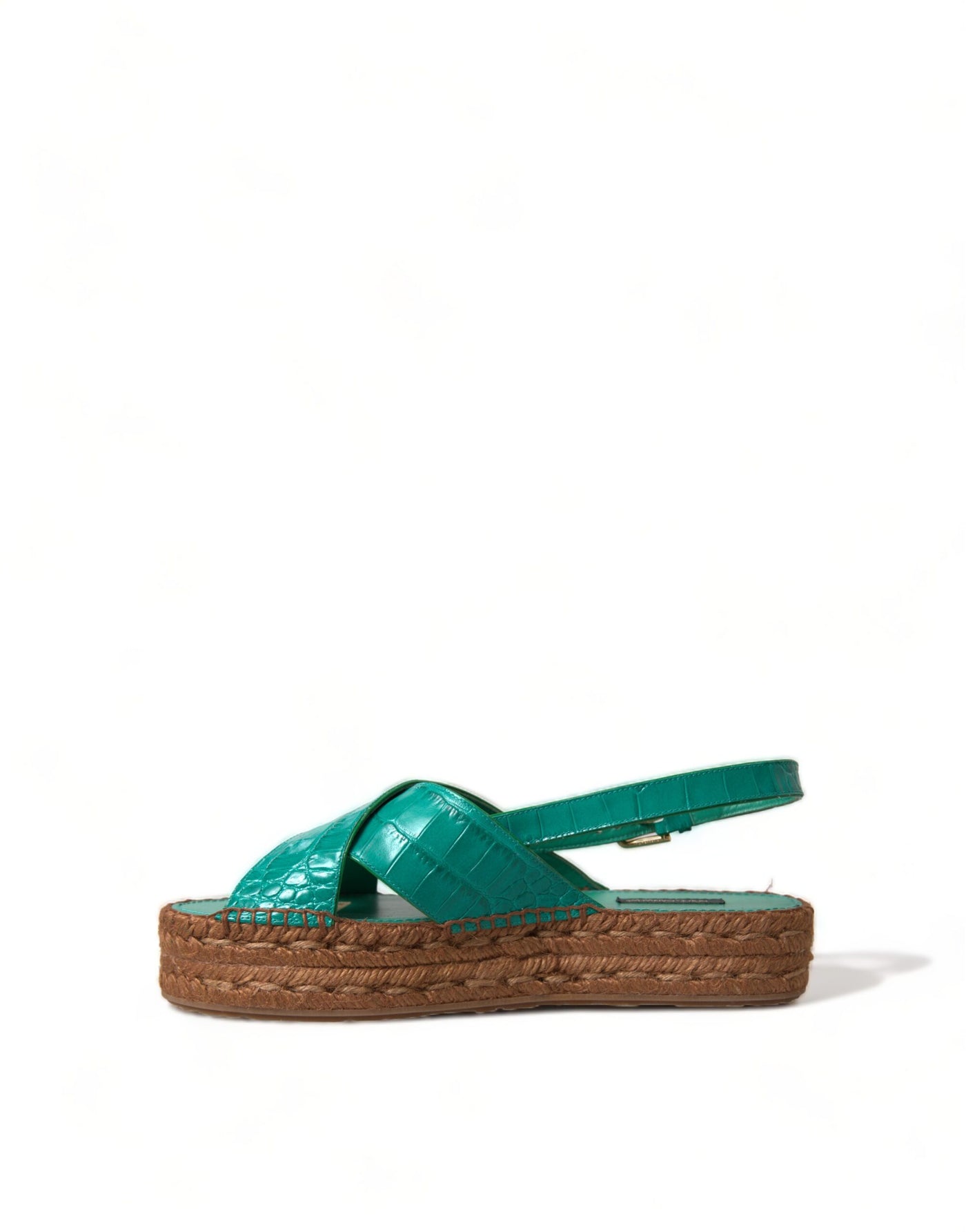 Green Leather Platform Espadrille Sandal Shoes