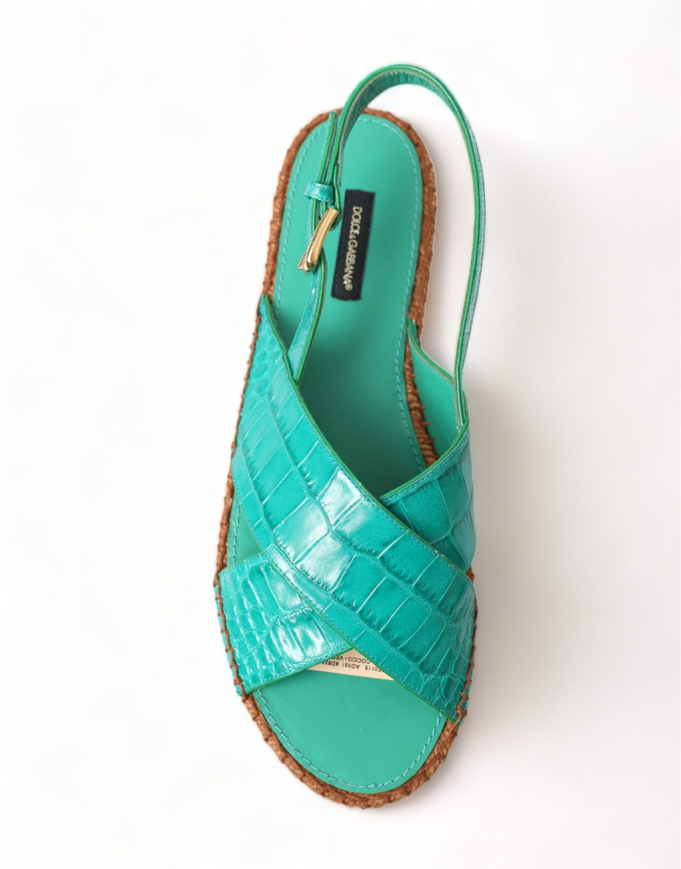 Green Leather Platform Espadrille Sandal Shoes