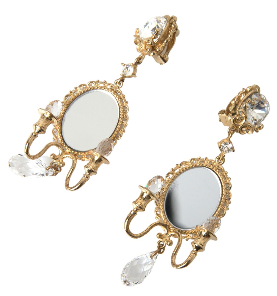 Gold Plated Mirror Baroque Crystal Stud Earring Fantasy