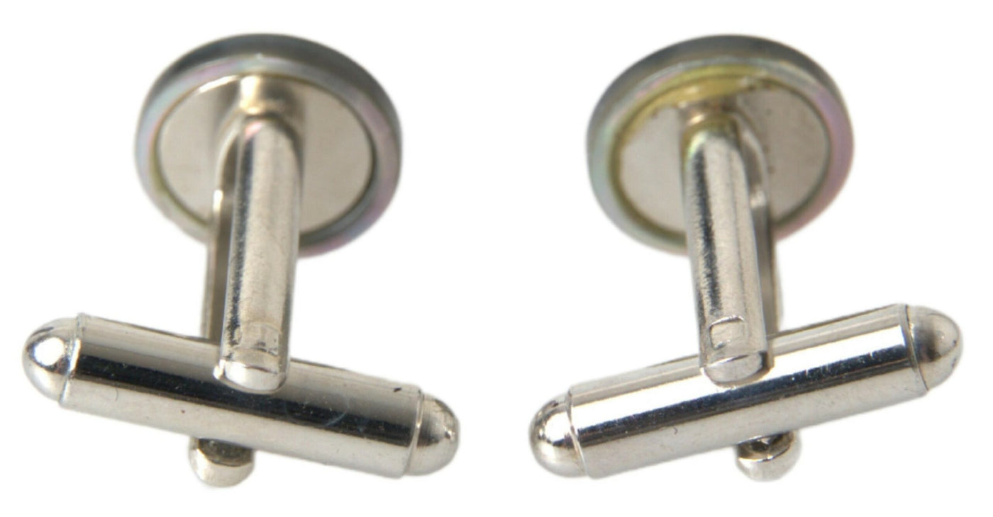 Silver Plated Brass Round Pin Men Accessory Cufflinks