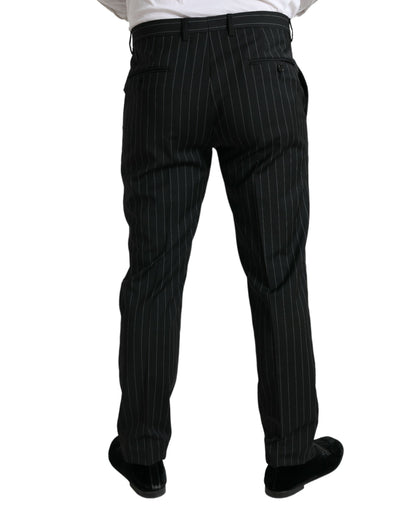 Black Striped slim fit Formal Pants