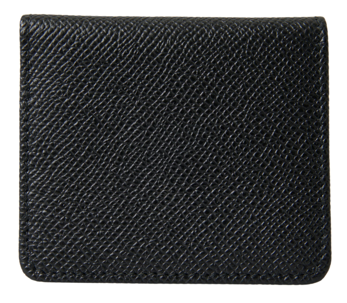 Black Textured Leather Bifold Logo Coin Purse Wallet