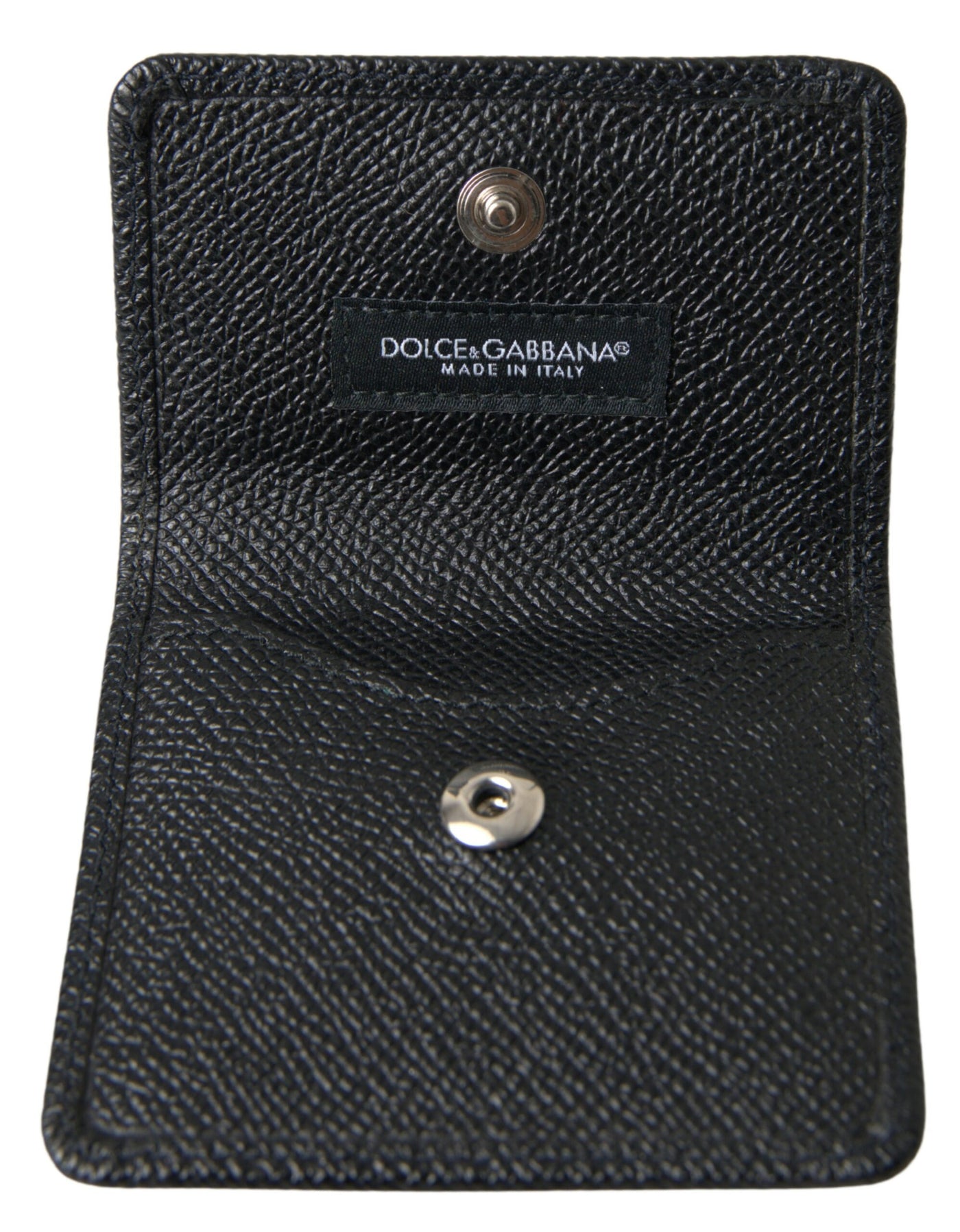 Black Textured Leather Bifold Logo Coin Purse Wallet