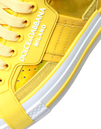 Yellow White Leather High Top Sneakers Shoes