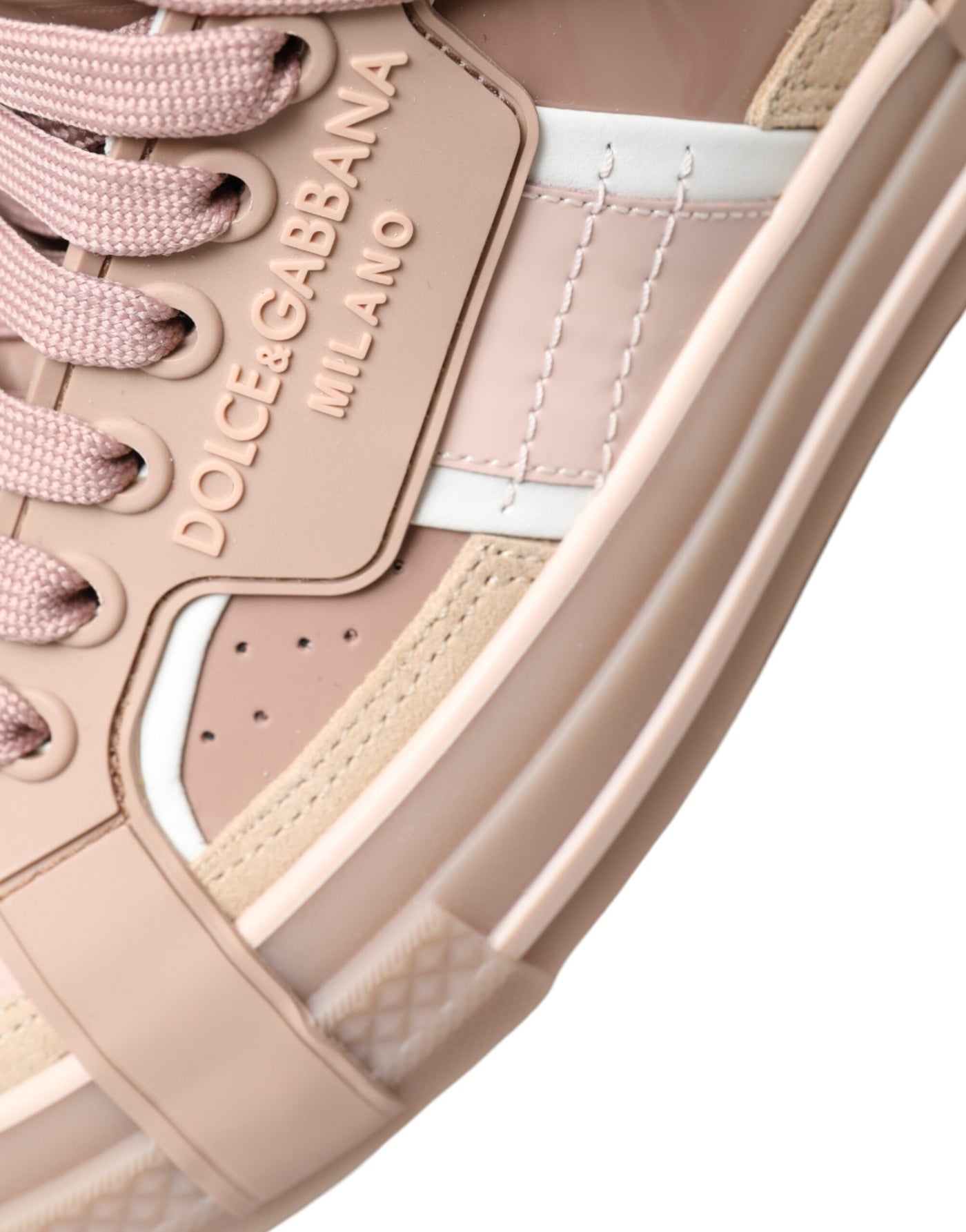 Nude Pink Leather High Top Sneakers Shoes