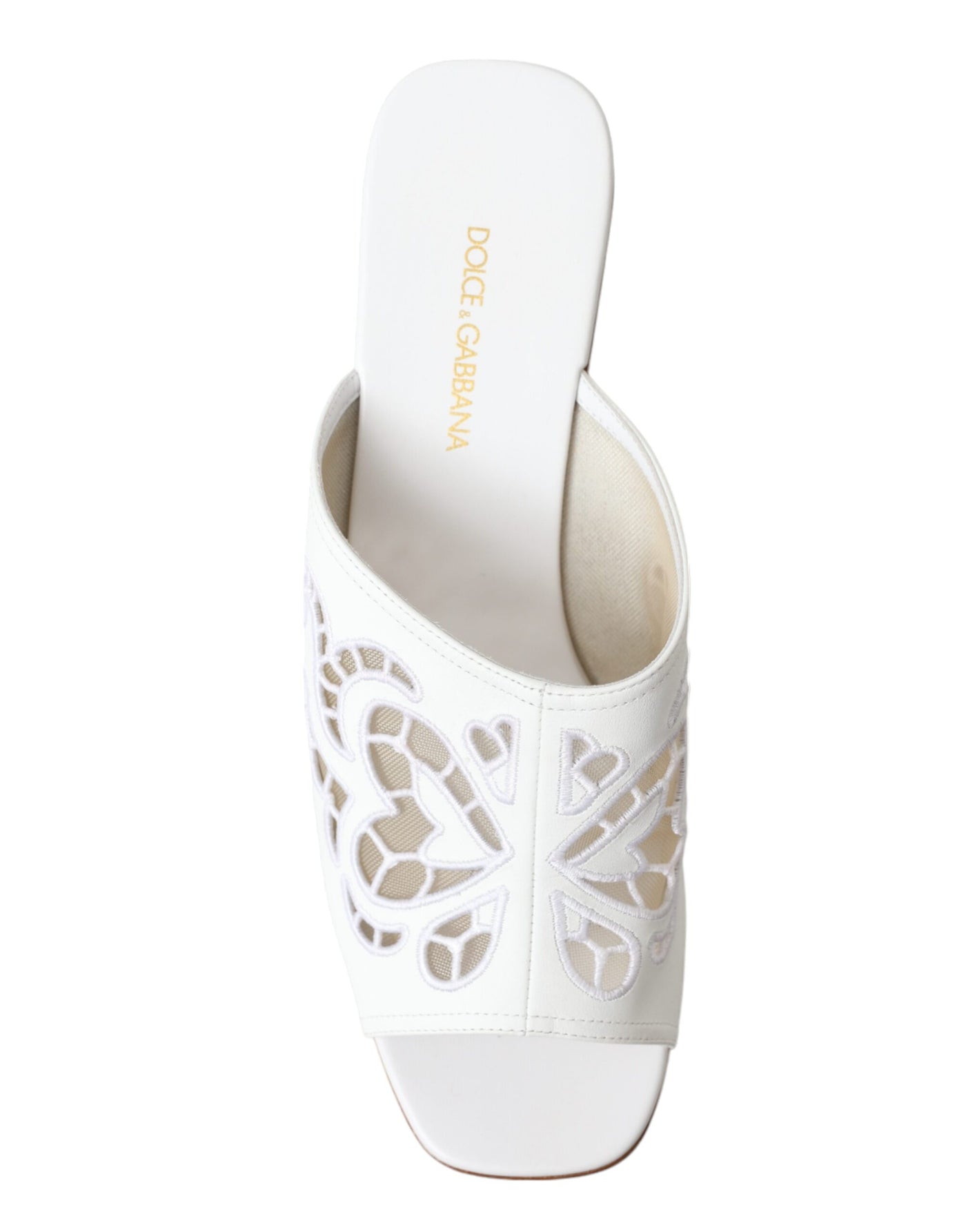 White Leather Embroidered Wedge Sandal Shoes