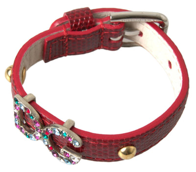 Red Iguana Leather DG Logo Crystals Bracelet