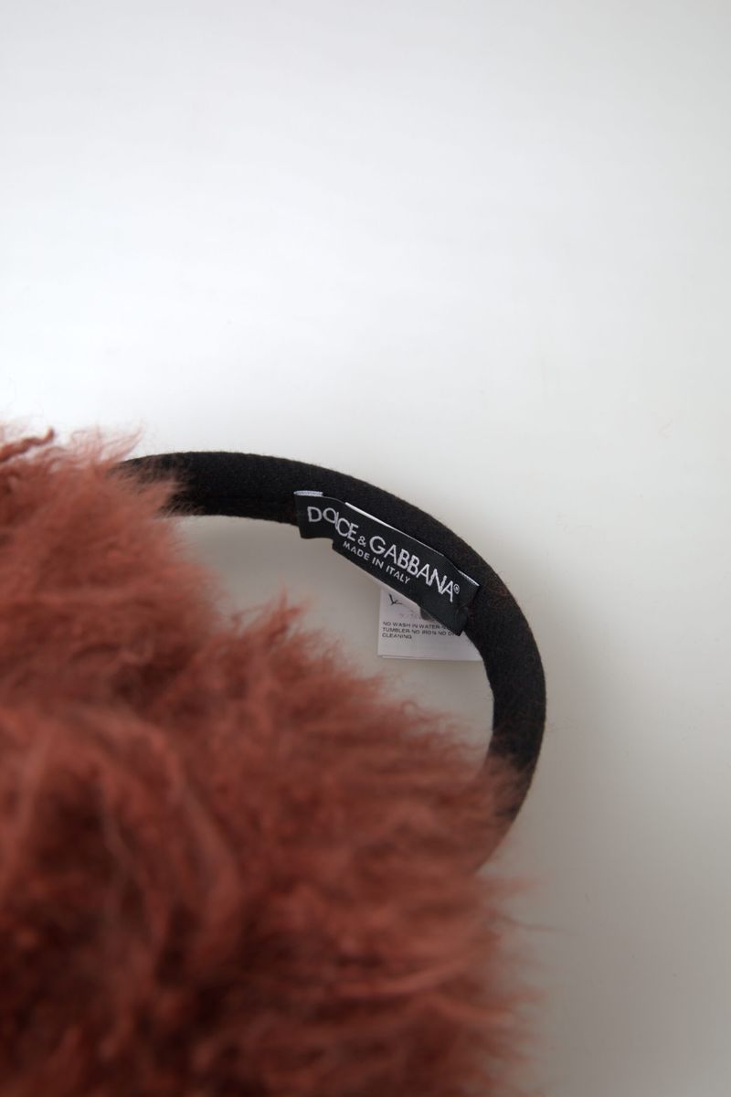 Red Alpaca Fur Head Band Diadem Ear Muffs