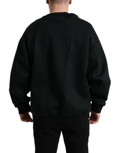 Black Logo Crystal Pullover Sweater