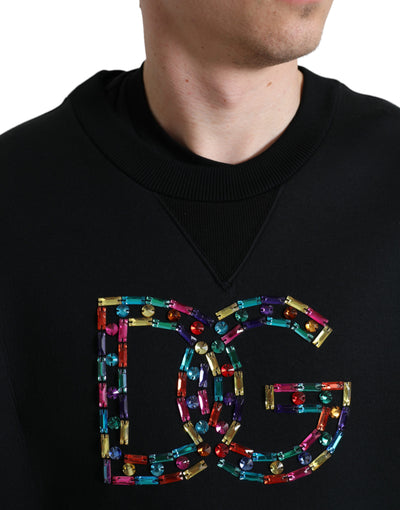 Black Logo Crystal Pullover Sweater