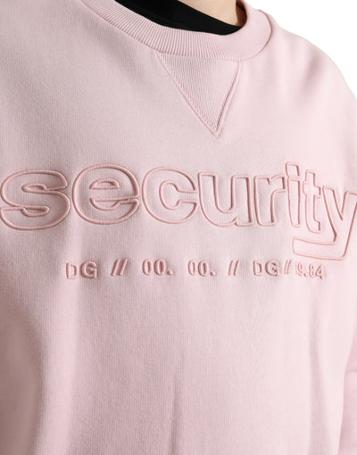 Pink Embroidered Crew Neck Pullover Sweater