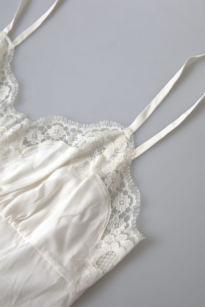 White Lace Cotton Camisole Top Underwear