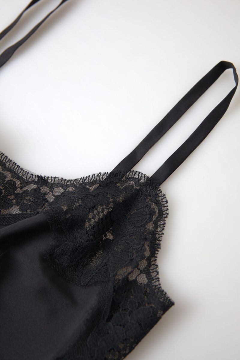 Black Lace Silk Sleepwear Camisole Underwear