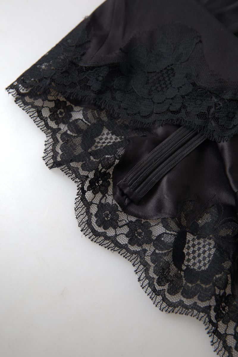 Black Lace Silk Sleepwear Camisole Underwear