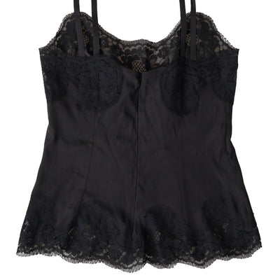 Black Lace Silk Sleepwear Camisole Underwear